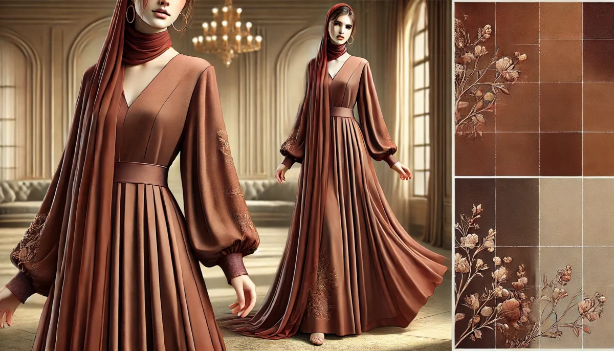Baju Gamis Warna Coklat Mahogany