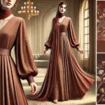 Baju Gamis Warna Coklat Mahogany