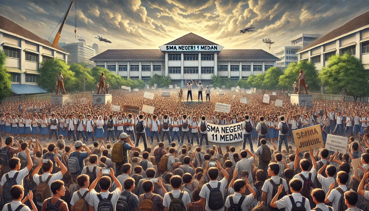 Ratusan Siswa SMA Negeri 11 Medan Demo