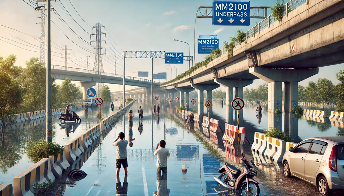 Underpass MM2100 Banjir Lagi Viral Airnya Bening Mirip Kolam Renang di Tengah Kota