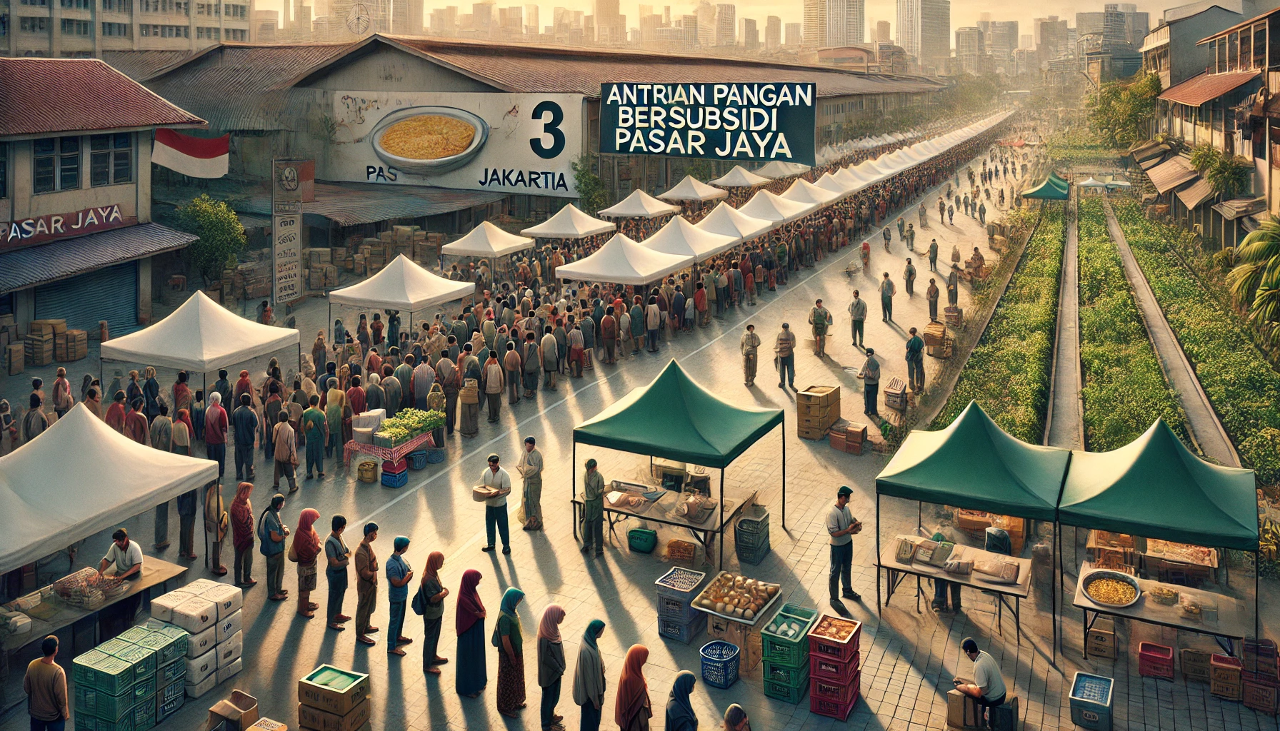 antrian pangan bersubsidi pasar jaya