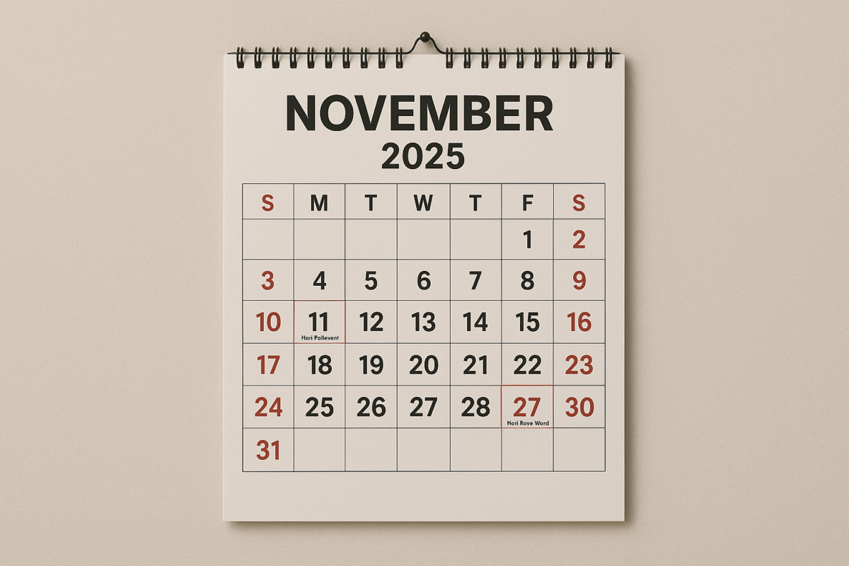 Kalender Libur November 2025 Lengkap Dengan Tanggal Merah Dan Long Weekend Akhir Tahun