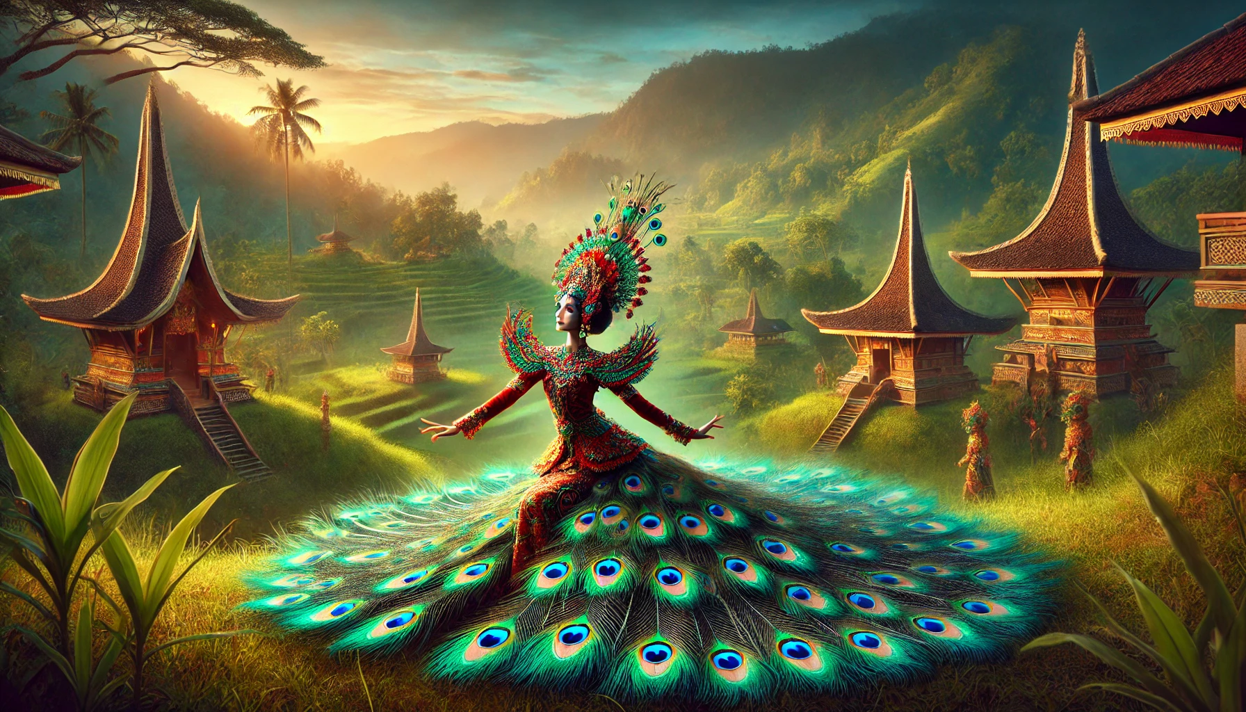 tari merak menggunakan mahkota berbentuk