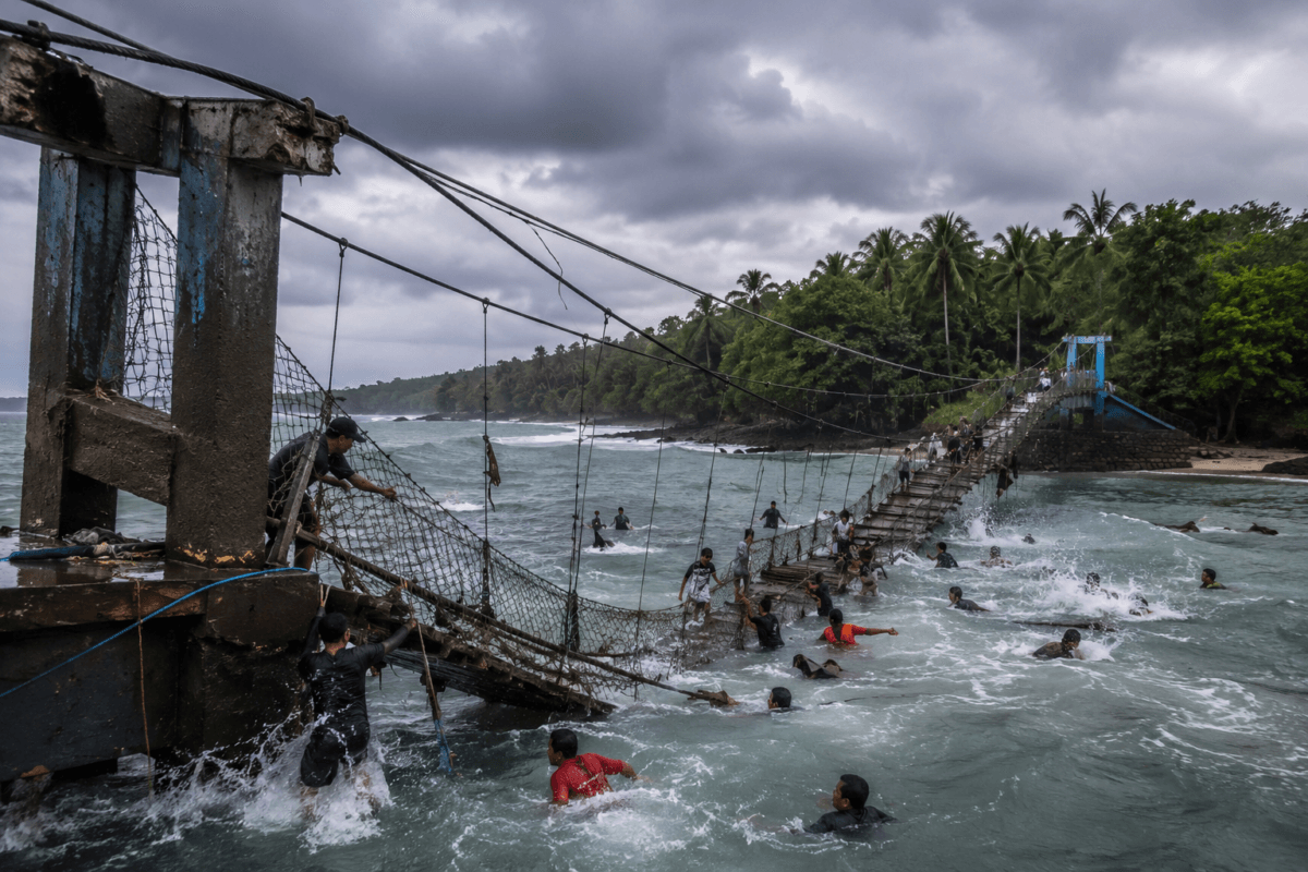 Jembatan Gantung Pangandaran Ambruk